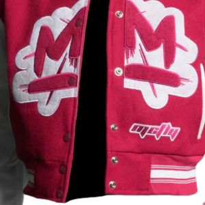Chaqueta Universitaria Corta para Mujer, Mezcla de Lana, Mangas en Contraste, Cierre de Botones a Presión, Ribete Acanalado, Estilo Urbano - Product Image 6