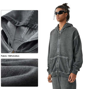 Meilleure vente, sweat-shirt à capuche surdimensionné pour homme en coton 100% uni, couleur unie, lavage à l'acide, taille plus, poids lourd, pull à capuche pour le printemps - Product Image 3