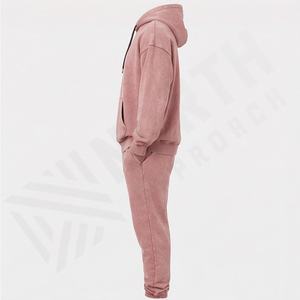 Conjunto Deportivo Personalizado de Alta Calidad en Algodón French Terry, Pantalones Deportivos Acampanados y Sudadera con Capucha, Estilo Urbano, Lavado Ácido, Ropa Deportiva para Gimnasio - Product Image 3