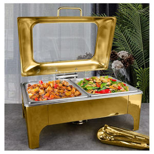 Hermoso Calentador de Comida de Acero Inoxidable y Cobre, Servidor de Buffet a Gas para Bodas y Celebraciones, Diseño Premium, Capacidad de 8L - Product Image 3