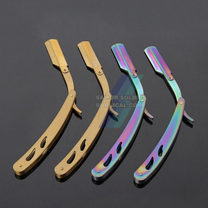 Maquinilla de afeitar de peluquero de borde recto con mango de acero de hoja única clásica para afeitado de salón Producto de alta calidad - Product Image 1