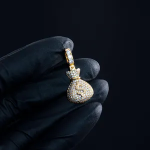 Colgante de Joyería Personalizado Exclusivo de Aleación Chapada en Oro con Diamantes CZ Estilo Hip Hop - Product Image 2