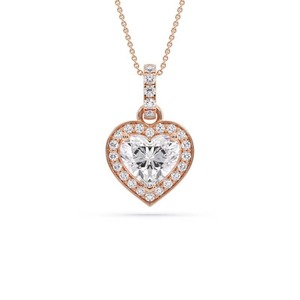 Valentine Heart Cut Diamond Single Halo <b>Pendant</b> 0.50 Ct Lab Grown Diamond In Platinum Wedding Engagement Party Wear - Product Image 2