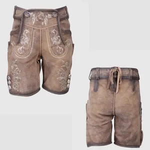 Pantalones cortos de cuero bávaro para hombre personalizados de la mejor calidad tradicional alemán Lederhosen sólido informal medio para Oktoberfest - Product Image 5