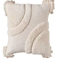 Motif décoratif texturé 100% coton Design tufté à la main Couleur beige Housse de coussin Doux à la mode Look exclusif Taie d'oreiller