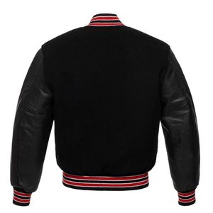 Custom Logo Varsity <strong>Jacket</strong> <strong>Leather</strong> Sleeves <strong>Embroidery</strong> <strong>Black</strong> Couple College Baseball Men's <strong>Jacket</strong> Letterman Varisty <strong>Jacket</strong>