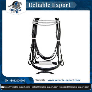 Bride en cuir de cheval rembourrée de la meilleure qualité avec bandeau nasal fait à la main en cristal pour le confort de votre compagnon équin préféré - Product Image 2