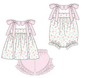 All'ingrosso <span class=keywords><strong>abbigliamento</strong></span> per bambini in seta di latte senza maniche per bambini in cotone stampa floreale per bambini e bambine rosa set/bolle - Product Image 1