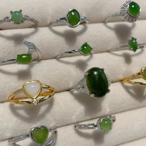 Anillo de fiesta de compromiso hecho a mano con banda de diseño único de Plata de Ley 925 con cabujón de ónix verde plata fina para regalo de boda - Product Image 1