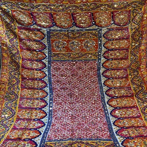 Factory Direct Supply Women's Printed Viscose <b>Shawls</b> Winter Ethnic Pakistani Scarves with Hand <b>Embroidered</b> Gota and Mirror Work - Product Image 4