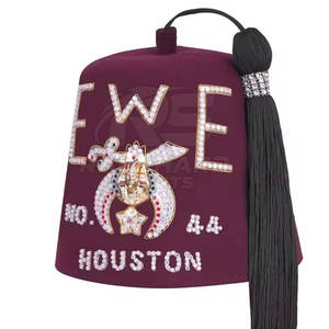 Chapeau Fez maçonnique de style cérémonial, chapeau Fez maçonnique OEM, chapeau Fez traditionnel Shriner, chapeau Fez pour homme, couvre-chef maçonnique brodé - Product Image 4