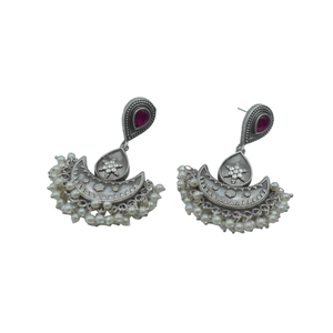 latest fashion 2021 Trending handmade <b>silver</b> look alike brass hoop <b>stud</b> <b>silver</b> matte earing for girls and women - Product Image 1