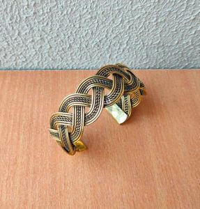 Nouveauté Bracelet manchette de luxe en argent sterling plaqué or Bracelet à bras épais Brassard pour femme BY HF CRAFTS - Product Image 5