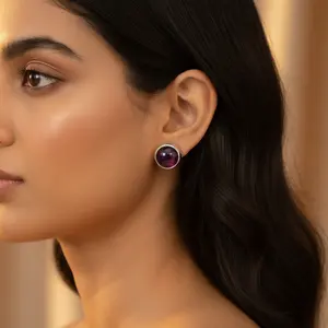 Boucles d'oreilles pendantes tendance en argent et grenat pour femme, ornées d'émeraude, de rubis, de saphir, de diamant et d'améthyste, certifiées GIA - Product Image 2