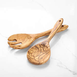 Handmade Olive <b>Wood</b> 2-Piece Spoons <b>Set</b> with Non-Stick <b>Food</b> Safe Finish Includes Fork in Elegant Eco-Friendly Box - Product Image 4