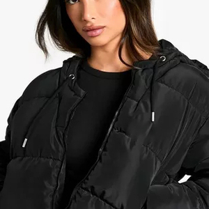 OEM ODM Custom Logo <b>Women's</b> Winter Outdoor Breathable Eco-Friendly Windproof <b>Crop</b> Quilted Cotton Filled Nylon Nonwoven <b>Jacket</b> - Product Image 2