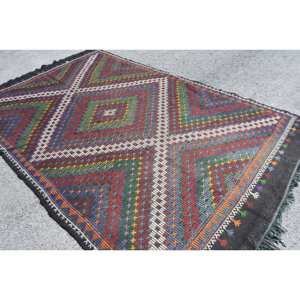 พรมขนสัตว์สีเบจสไตล์พื้นเมืองขนาด6.7x11ฟุตงานเย็บปะทรงสี่เหลี่ยมผืนผ้าแบบตุรกีทำด้วยมือกองขนาดกลางเป็นมิตรกับสิ่งแวดล้อมสำหรับห้องรับประทานอาหารลาเท็กซ์ - Product Image 4