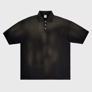 Camiseta Polo Corta de Alta Calidad, 100% Algodón, Negra y Azul, Corte Cuadrado, Cuello Tipo Polo y Logotipo Personalizado para Hombre - Product Image 4