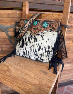 Nuevo bolso de cuero de piel de vaca hecho a mano occidental para mujer, elegante bolso de noche y bolso de mano con herramientas florales, Conjunto Combinado único - Product Image 4