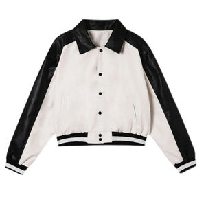 2023 chaquetas universitarias recortadas con letras primavera otoño nuevos hombres Casual suelta Varsity chaqueta de gran tamaño béisbol recortada Varsity chaqueta - Product Image 5