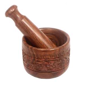 Juego de mortero y Maja de madera fabricante tamaño personalizado especias medicina molinillo triturador Okhli Musal 3 pulgadas - Product Image 4