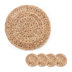 Napperons ronds en Fiber d'herbe de mer fabriqués à la main, haut sélectionné pour les Collections de vaisselle écologique 100% naturel fabriqué au Vietnam - Product Image 2