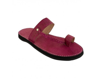 Sandales d'été marocaines pour femmes couleur prune en cuir véritable sangle tressée simple anti-glissante poids léger sans lacet confortable