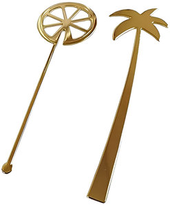 Gold Plated Lemon & Palm Tree Shape Metal Stirring <b>Spoon</b> Honey Juice Milk Tea Drink Milk <b>Coffee</b> Stirring Stick - Product Image 1