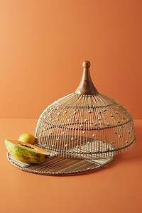 Rústico Bee Skep Food Cover Set de 2 Base de madera Cúpula Malla Alambre Cloche Decorativo Fruta Pan Queso Bandeja de exhibición Protector - Product Image 3