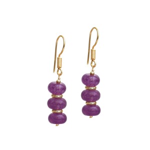 Handmade Light Amethyst Gemstone Drop <b>Earrings</b> with Gold Spacer Beads <b>Earring</b>, Findings & Gold Plated Hook Dangles <b>Earring</b> - Product Image 1