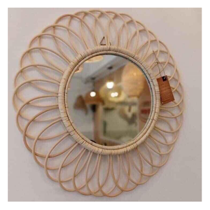 Pieza de pared de espejo de ratán con patrón único Espejo de ratán enviado con cuidado para socios minoristas globales y tiendas de muebles - Product Image 4