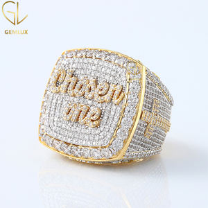 Best Quality HipHop Style <b>Iced</b> Out Letter Natural Diamond 14K Solid Yellow Gold Big Fashion Jewelry Men's Diamond <b>Ring</b> - Product Image 6