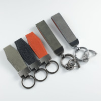 Vente directe d'usine, porte-clés vintage en cuir de vachette fendu, forme oblongue personnalisée, porte-clés en acier inoxydable artisanal, cordon