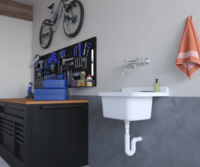 Lavabo à vidange automatique polyvalent de marque italienne en résine PP pour la cuisine, la buanderie et la salle de bain à usage domestique-pour toilettes