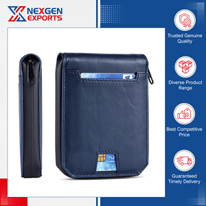 Nouvel arrivage : Porte-cartes de crédit en cuir véritable, minimaliste, anti-RFID, avec fermeture éclair – Qualité supérieure, vente en gros compétitive - Product Image 4