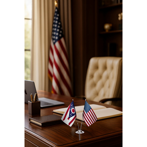Ensemble de drapeaux de bureau personnalisés Ohio États-Unis, impression numérique, aluminium, variété de matériaux : coton, plastique, polyester, soie, automobile - Product Image 3