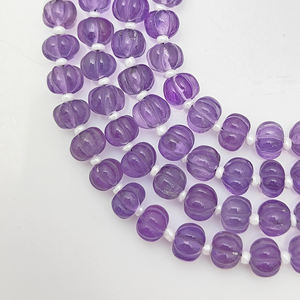 Vente en gros de perles de citrouille sculptées en améthyste de 5 à 7 mm perles en forme d'agate et de melon perles de citrouille en quartz pour la fabrication de bijoux - Product Image 5