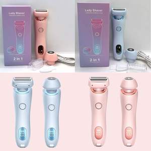 Maquinilla de Afeitar Eléctrica 2 en 1 para Mujer, Húmeda y Seca, con Doble Cuchilla, Resistente al Agua IPX7, para Piernas, Brazos, Axilas, Área del Bikini, Afeitadora Facial Rotatoria de Repuesto - Product Image 1