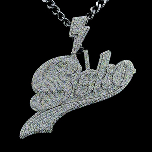 Colgante de Diamante Redondo de Moissanita VVS Estilo Hip Hop Hecho a Mano, Joyería de Oro Blanco, Colgantes con Dije para Hombre, Plata de Ley 925 - Product Image 1