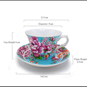Taza de Café de Cerámica Shin Tai Yuan con Diseño de Peonía, Impresión por Transferencia de Agua, Vajilla Duradera y Lavable, Azul H0001-252 - Product Image 2
