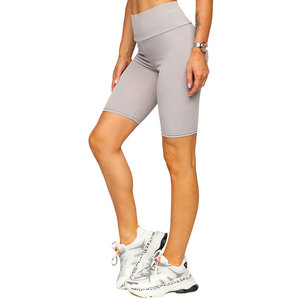 Shorts de Yoga de Cintura Alta con Textura Acanalada, Color Gris Sólido, Sin Costuras, Elásticos en Cuatro Direcciones, Spandex y Poliéster, Ropa Deportiva para Gimnasio - Product Image 6