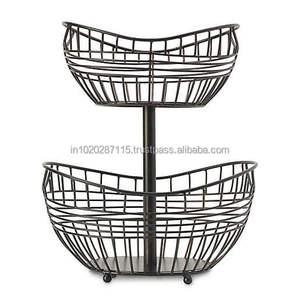 Cesta de fruta de metal con diseño de alambre duradero con detalles de base ornamentada hecha para uso a largo plazo en áreas de cocina y Mesa - Product Image 5