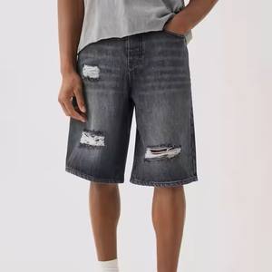 2025 nouveauté respirant coton Denim jean Shorts couleur unie soleil délavé réglable Double poches bonne qualité tricoté - Product Image 4