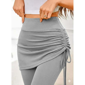 Falda pantalón Kaskorse de cintura alta con abertura lateral y bajo largo, 28589 - Gris - Product Image 5