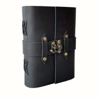 Journal vintage à double bande en cuir, couverture rigide, fait main, rustique, noir, avec pages en coton uni, pour dessin, voyage, cadeau, thermique