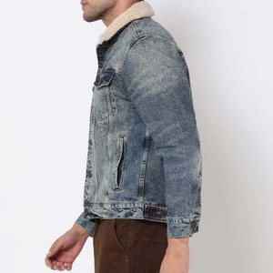 Denim <b>Covered</b> <b>Button</b> Turn-down Collar Men's Jacket High Street Style Cheap Price OEM ODM Service Custom Made High Quality Jacket - Product Image 2