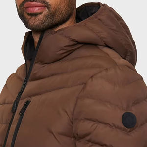 Fabricants de vêtements meilleure qualité veste bouffante décontractée à fermeture éclair solide pour hommes col montant personnalisé respirant coupe-vent - Product Image 4