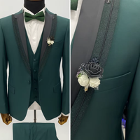 Traje de esmoquin de lujo para hombre, conjunto de tres piezas para novio, blazer formal clásico, chaleco y pantalones, talla grande, lana/seda, elegante e impermeable