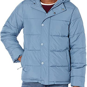 High Quality Hooded Men Puffer Jacket Winter Warm Wear Wholesale <b>Waterproof</b> Windproof Front Logo Zipper Closure Solid Pattern - Product Image 2