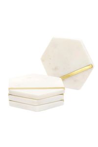 Juego de Posavasos de Mármol Blanco de Lujo con Bordes de Hoja Plateada para Decoración Moderna del Hogar y Edición Artística con Detalles Metálicos para Mesa - Product Image 4